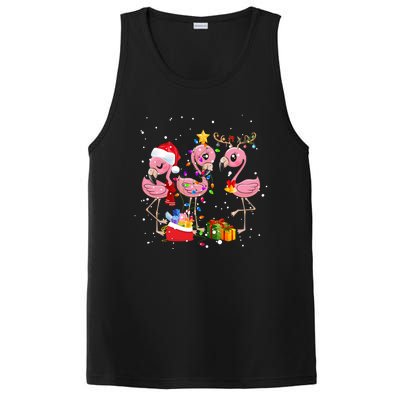 Christmas Tree Lights Holiday Santa Flamingo Christmas Hat Gift PosiCharge Competitor Tank