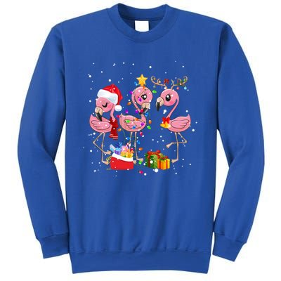 Christmas Tree Lights Holiday Santa Flamingo Christmas Hat Gift Sweatshirt