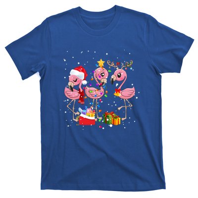 Christmas Tree Lights Holiday Santa Flamingo Christmas Hat Gift T-Shirt