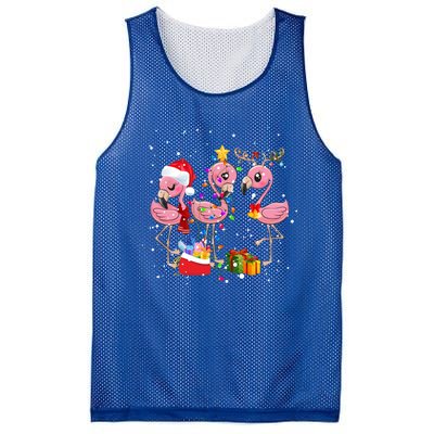 Christmas Tree Lights Holiday Santa Flamingo Christmas Hat Gift Mesh Reversible Basketball Jersey Tank