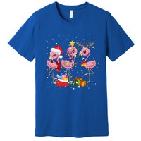 Christmas Tree Lights Holiday Santa Flamingo Christmas Hat Gift Premium T-Shirt