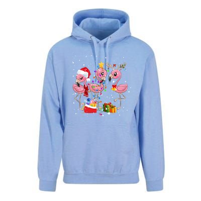 Christmas Tree Lights Holiday Santa Flamingo Christmas Hat Gift Unisex Surf Hoodie