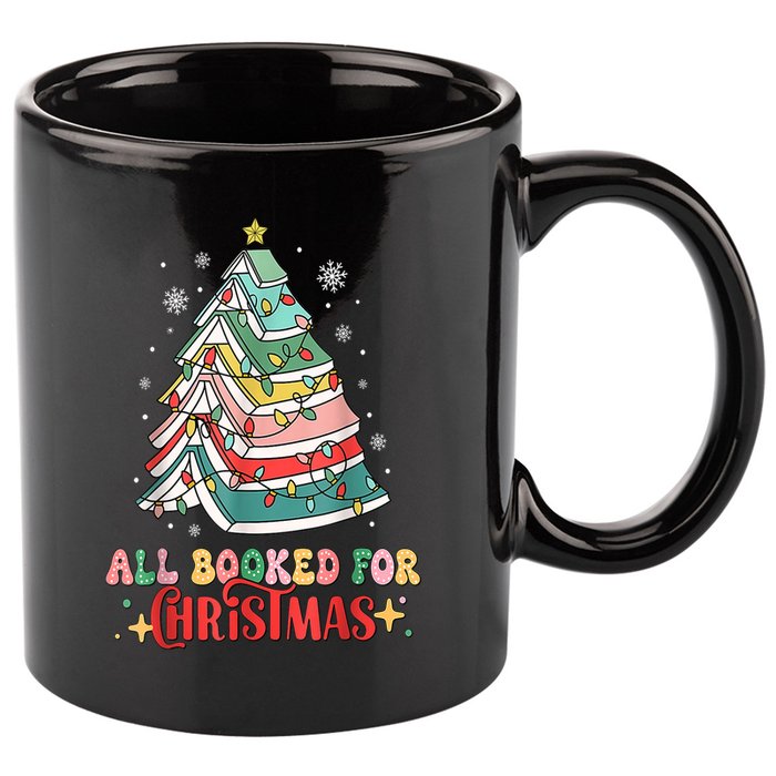 Christmas Tree Lights All Booked For Xmas Book Gift 11oz C Handle Ceramic Mug