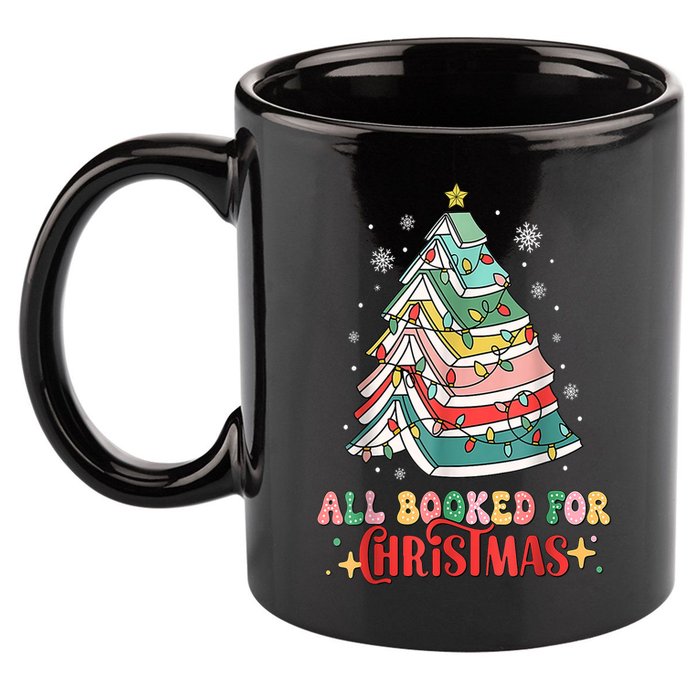 Christmas Tree Lights All Booked For Xmas Book Gift 11oz C Handle Ceramic Mug
