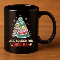 Christmas Tree Lights All Booked For Xmas Book Gift 11oz C Handle Ceramic Mug
