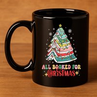 Christmas Tree Lights All Booked For Xmas Book Gift 11oz C Handle Ceramic Mug