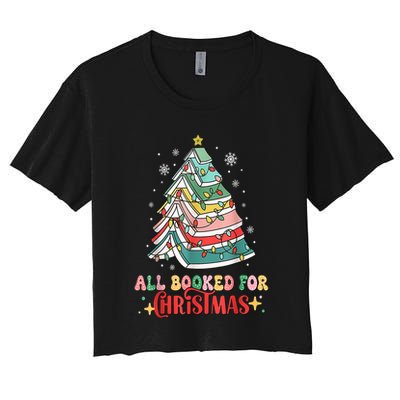 Christmas Tree Lights All Booked For Xmas Book Gift Crop Top