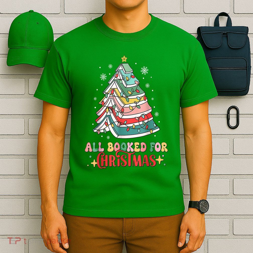 Christmas Tree Lights All Booked For Xmas Book Gift T-Shirt