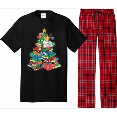 Christmas Tree Library Xmas Lights Tree Book Lover Librarian Cute Gift Pajama Set