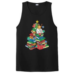 Christmas Tree Library Xmas Lights Tree Book Lover Librarian Cute Gift PosiCharge Competitor Tank