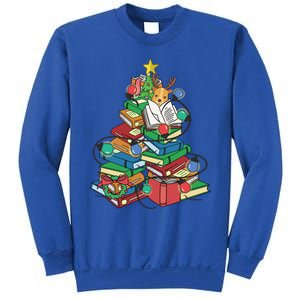 Christmas Tree Library Xmas Lights Tree Book Lover Librarian Cute Gift Sweatshirt