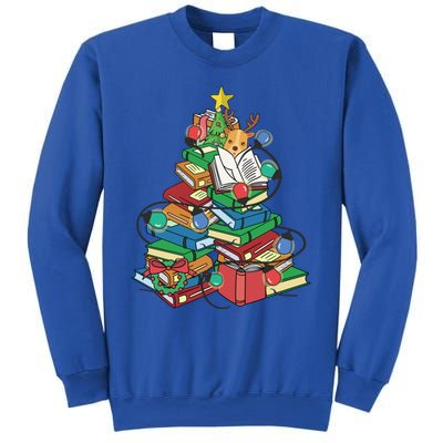 Christmas Tree Library Xmas Lights Tree Book Lover Librarian Cute Gift Sweatshirt