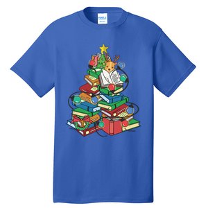 Christmas Tree Library Xmas Lights Tree Book Lover Librarian Cute Gift Tall T-Shirt