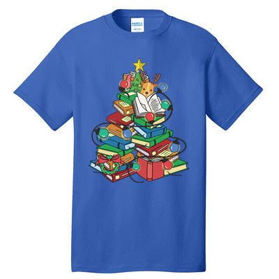 Christmas Tree Library Xmas Lights Tree Book Lover Librarian Cute Gift Tall T-Shirt