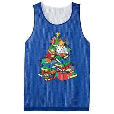 Christmas Tree Library Xmas Lights Tree Book Lover Librarian Cute Gift Mesh Reversible Basketball Jersey Tank