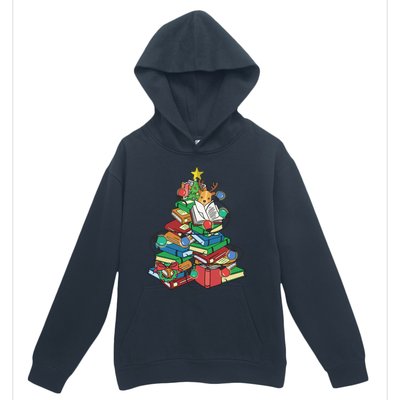 Christmas Tree Library Xmas Lights Tree Book Lover Librarian Cute Gift Urban Pullover Hoodie