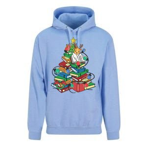 Christmas Tree Library Xmas Lights Tree Book Lover Librarian Cute Gift Unisex Surf Hoodie