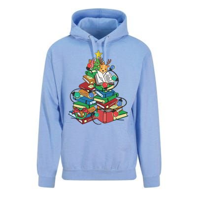 Christmas Tree Library Xmas Lights Tree Book Lover Librarian Cute Gift Unisex Surf Hoodie