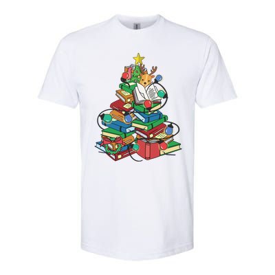 Christmas Tree Library Xmas Lights Tree Book Lover Librarian Cute Gift Softstyle CVC T-Shirt