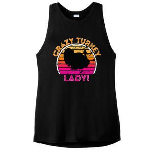 Crazy Turkey Lady Funny Retro Turkey Ladies PosiCharge Tri-Blend Wicking Tank