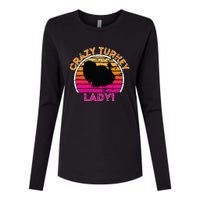 Crazy Turkey Lady Funny Retro Turkey Womens Cotton Relaxed Long Sleeve T-Shirt