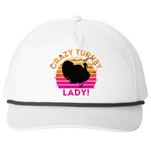 Crazy Turkey Lady Funny Retro Turkey Snapback Five-Panel Rope Hat