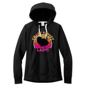 Crazy Turkey Lady Funny Retro Turkey Women's Fleece Hoodie