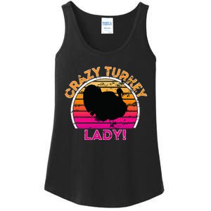 Crazy Turkey Lady Funny Retro Turkey Ladies Essential Tank