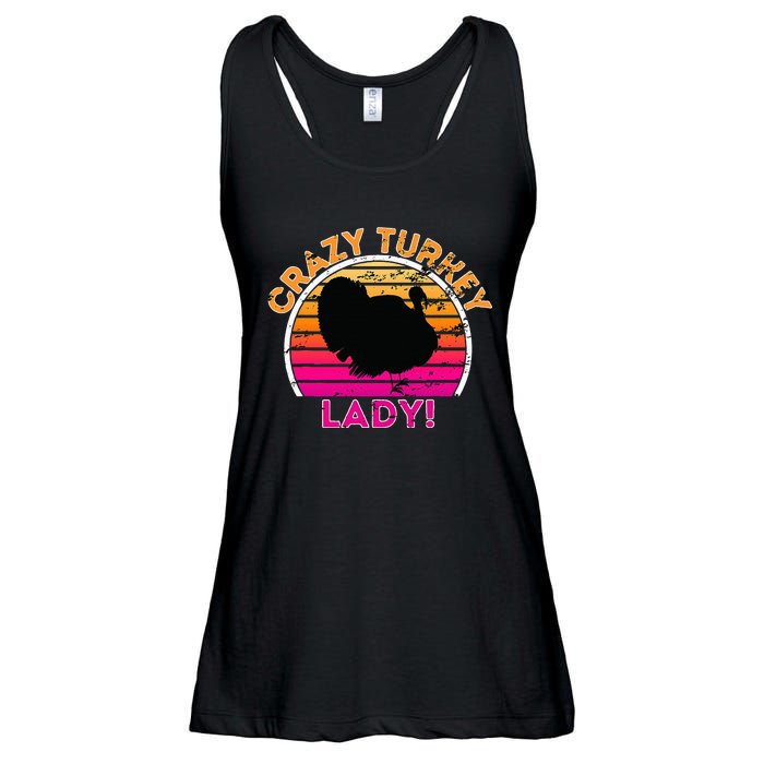 Crazy Turkey Lady Funny Retro Turkey Ladies Essential Flowy Tank