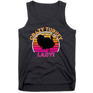 Crazy Turkey Lady Funny Retro Turkey Tank Top