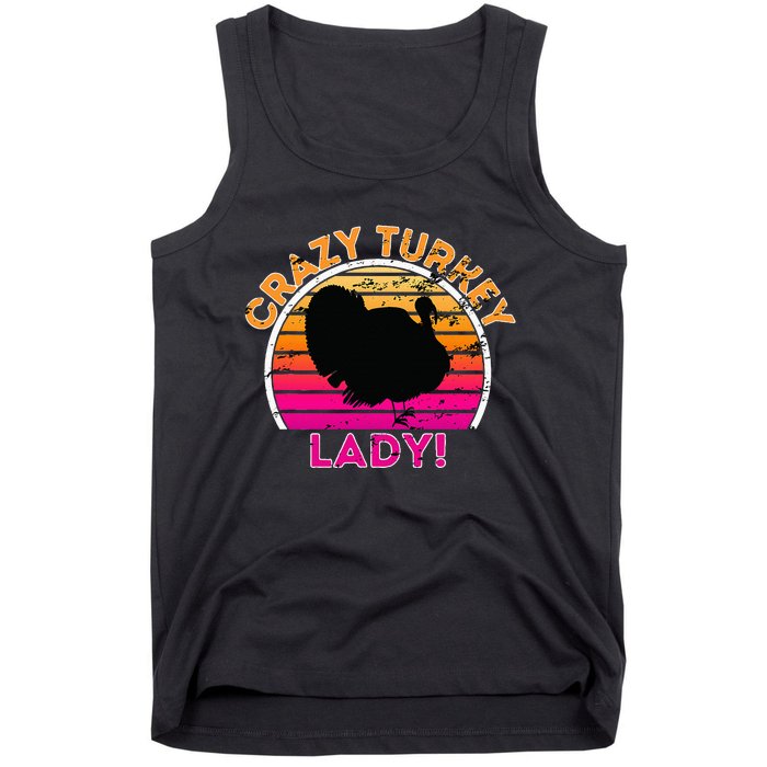 Crazy Turkey Lady Funny Retro Turkey Tank Top