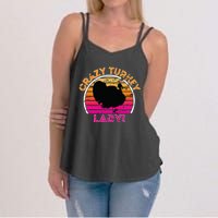 Crazy Turkey Lady Funny Retro Turkey Women's Strappy Tank