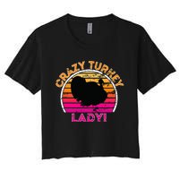 Crazy Turkey Lady Funny Retro Turkey Women's Crop Top Tee