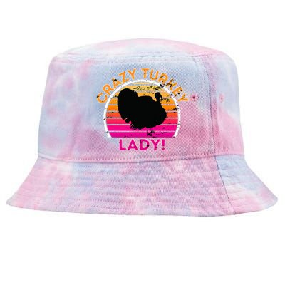 Crazy Turkey Lady Funny Retro Turkey Tie-Dyed Bucket Hat