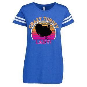 Crazy Turkey Lady Funny Retro Turkey Enza Ladies Jersey Football T-Shirt