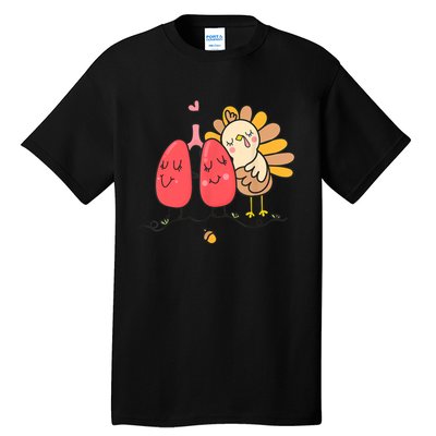 Cute Turkey Lung Respiratory Therapist Autumn Thanksgiving Tall T-Shirt