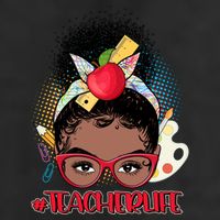 Cute #Teacher Life Afro Puff Bun Teacher 7 Panel Mesh Trucker Snapback Hat