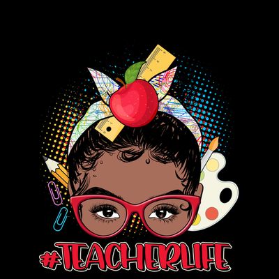 Cute #Teacher Life Afro Puff Bun Teacher T-Shirt
