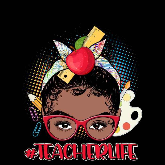 Cute #Teacher Life Afro Puff Bun Teacher Drawstring Bag