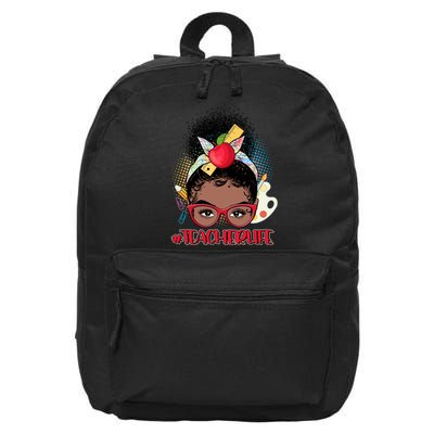Cute #Teacher Life Afro Puff Bun Teacher 16 in Basic Backpack