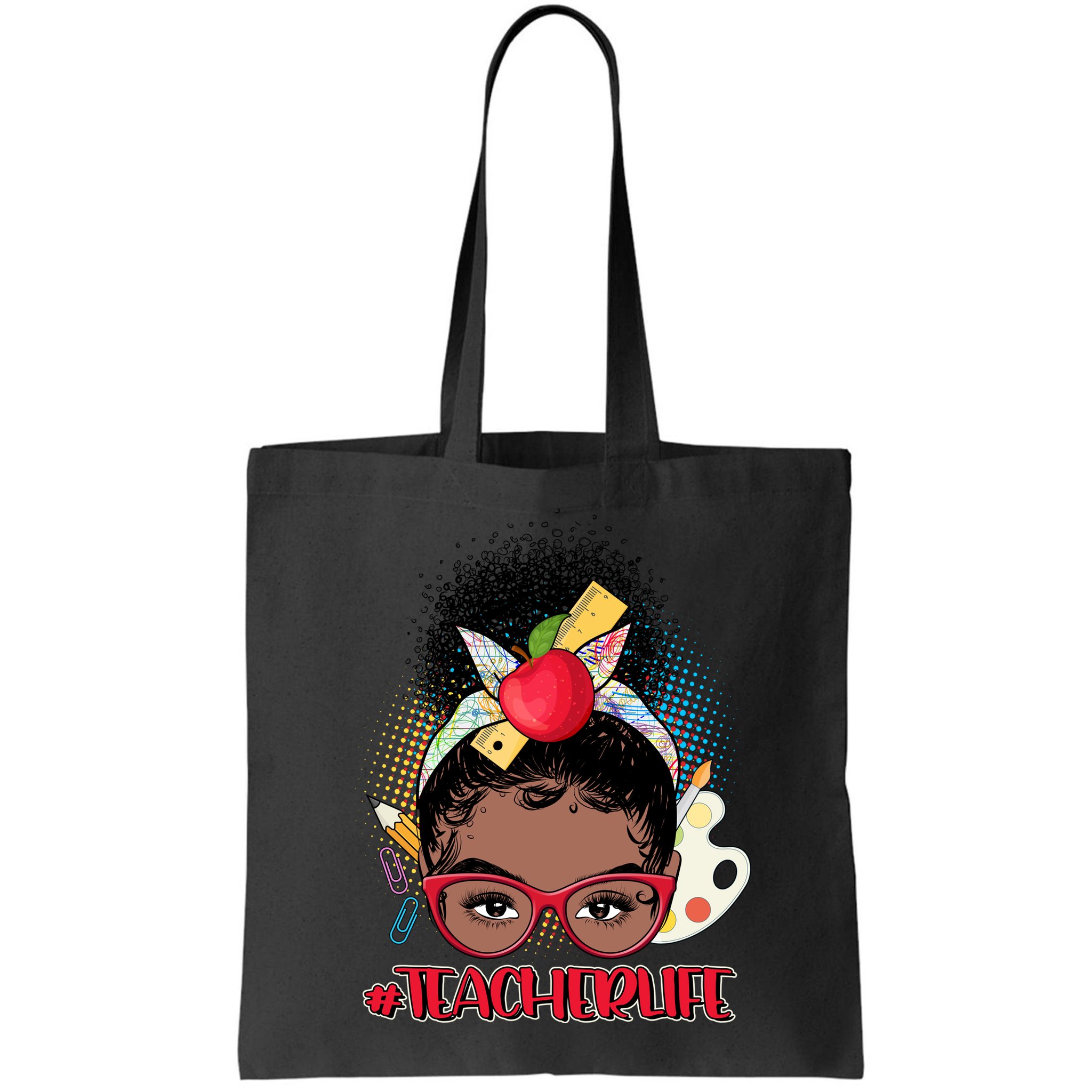 Cute #Teacher Life Afro Puff Bun Teacher Bag