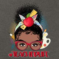 Cute #Teacher Life Afro Puff Bun Teacher Cotton Canvas Backpack