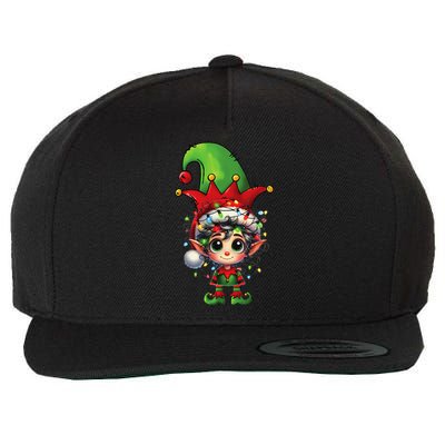 Christmas Tree Lights Santa Hat Elf Brussels Griffon Dog Wool Snapback Cap