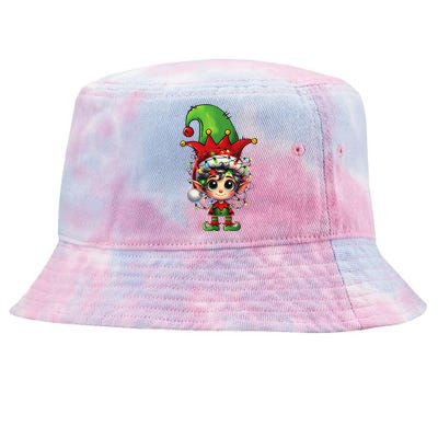 Christmas Tree Lights Santa Hat Elf Brussels Griffon Dog Tie-Dyed Bucket Hat