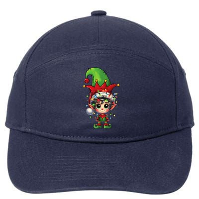 Christmas Tree Lights Santa Hat Elf Brussels Griffon Dog 7-Panel Snapback Hat