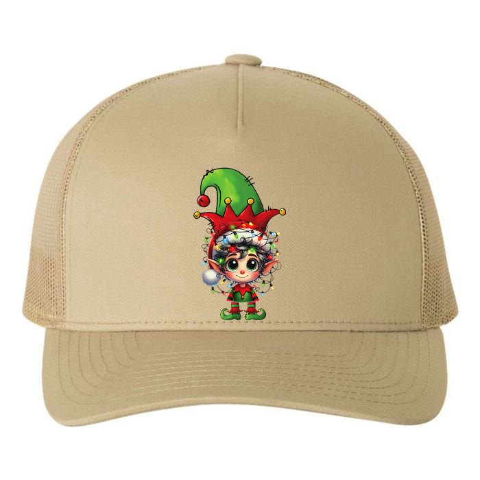 Christmas Tree Lights Santa Hat Elf Brussels Griffon Dog Yupoong Adult 5-Panel Trucker Hat