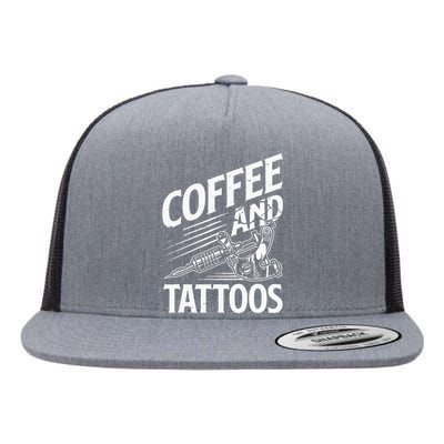 Coffee & Tattoo Lover Tattoos Tattoo Artist Tattooist Flat Bill Trucker Hat