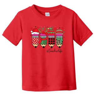 Cute Teacher Life Christmas Pencils Toddler T-Shirt