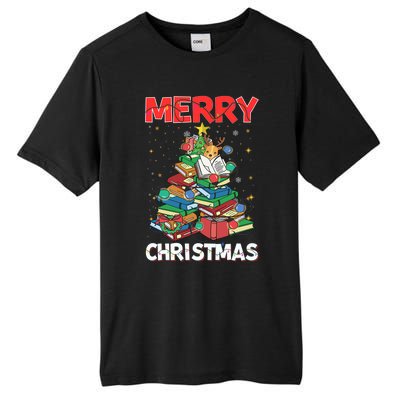 Christmas Tree Library Xmas Lights Tree Book Lover Librarian Gift Tall Fusion ChromaSoft Performance T-Shirt