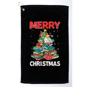 Christmas Tree Library Xmas Lights Tree Book Lover Librarian Gift Platinum Collection Golf Towel